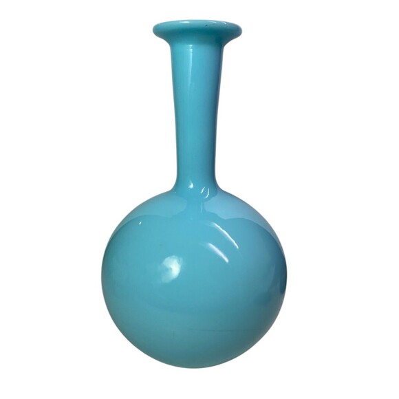 Vintage Mid Century Turquoise Scandinavian Long Necked Bulb Vase Art Deco MCM - Picture 2 of 13